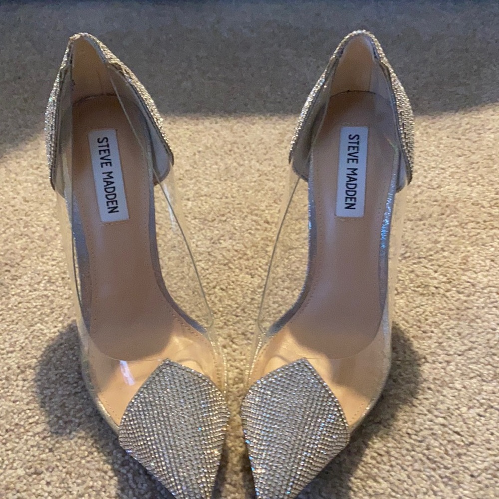 Steve Madden rhinestone PVC heels